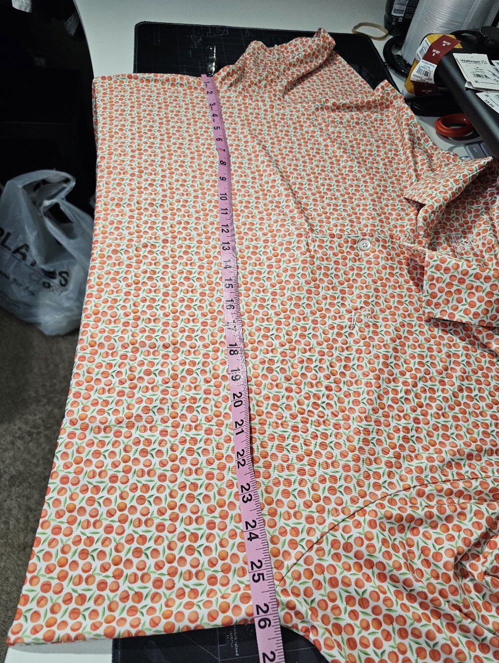 Rhoback Men's Performance Polo The Absolute Peach Print Georgia Peach XXL Golf - Picture 5 of 11